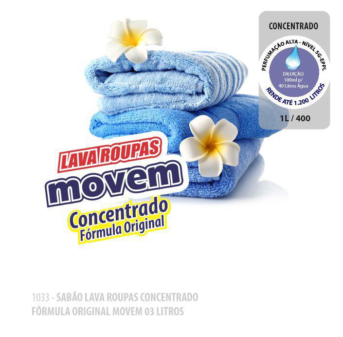 1033-PP-Q1 - Sabão Lava Roupas Fórmula Original Movem 03 Litros