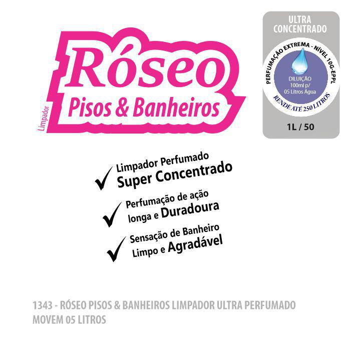 1043-PP-Q1 - Limpador Perfumado Róseo Pisos e Banheiros 05 Litros