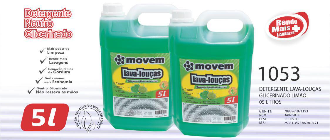 Detergente Lava Louças Neutro Movem 05 Litros (Cód. 1053)