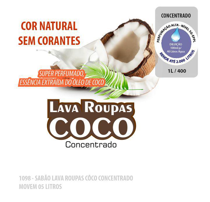 1098-PP-Q1 - Sabão Lava Roupas Côco Movem 05 Litros